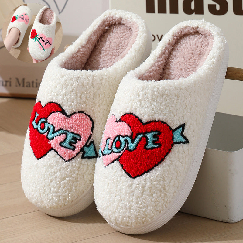 Women's Home Slippers Fashion Plush House Shoes For Valentine's Day