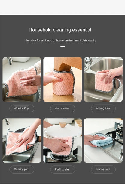 Kitchen daily dish towel, dish cloth, kitchen rag, non-stick oil, thickened table cleaning cloth, absorbent scouring pad