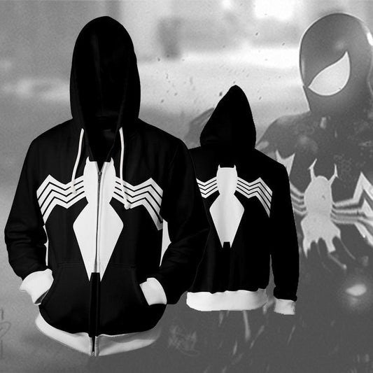 Symbiote Spider Man Zip Up Hoodie / Sweater con cierre y capucha