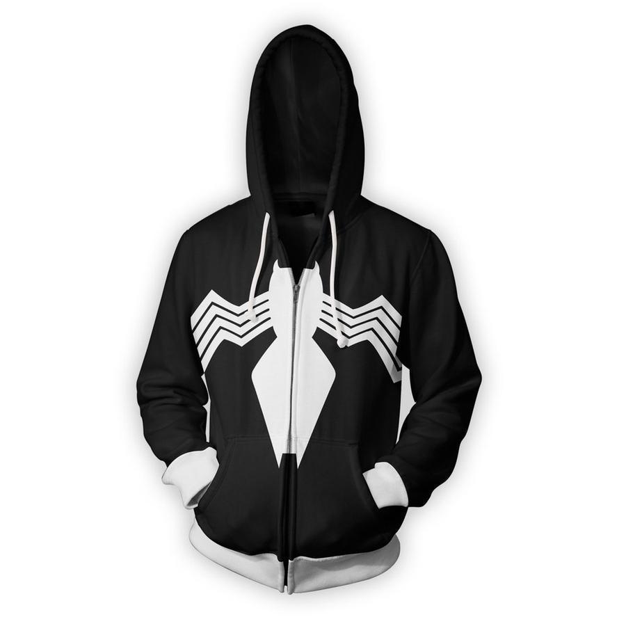 Symbiote Spider Man Zip Up Hoodie / Sweater with zipper and hood