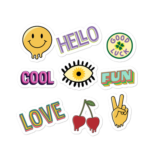 Bubble-free stickers, 9 sticker pack, 5"x5" sheet